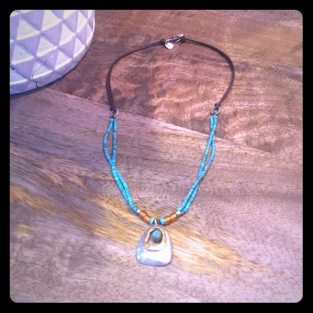 Silpada Turquoise, Sterling & Brass Necklace